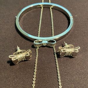 Kate Spade pave bow necklace, earrings & bracelet